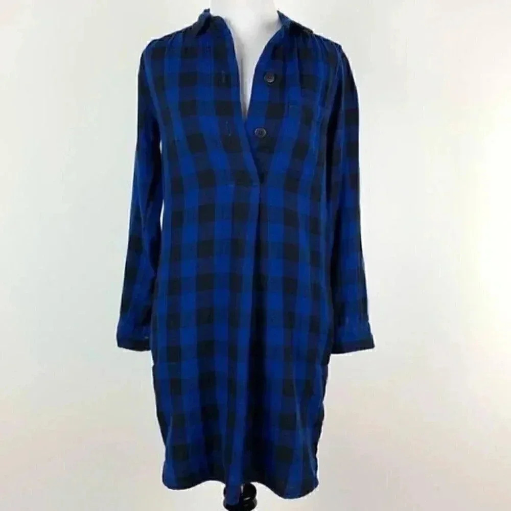 Madewell latitude shirt dress XXS black blue E1510 - Picture 11 of 16